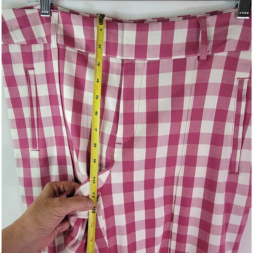 2/$15 Time and Tru Fuchsia Pink White Gingham Check Capri Crop Pants Women's 14 - Picture 11 of 15